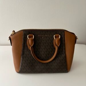 Michael Kors Brown & Tan Signature Dome Satchel